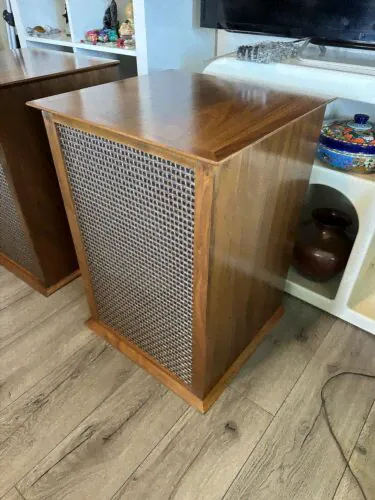 PRISTINE-PAIR OF TANNOY 12 MONITOR GOLD SPEAKERS, CUSTOM ENCLOSURES Walnut Wood-0