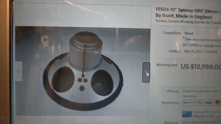 Tannoy GRF 15inch Silver Corner Cabinet - Rare - Sells for $12,988.00